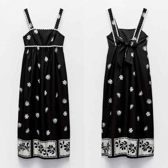 New Zara Printed Knotted Midi Dress 1165/092 - Picture 1 of 12